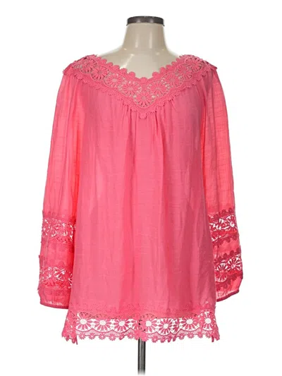 Pre-owned Indigo Soul Long Sleeve Blouse In Pink