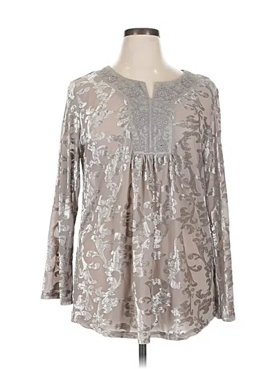 Pre-owned Indigo Soul Long Sleeve Blouse In Silver