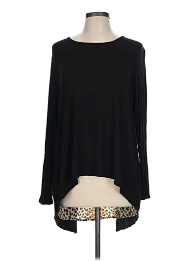 Pre-owned Indigo Soul Long Sleeve Top Black Crew Neck Tops