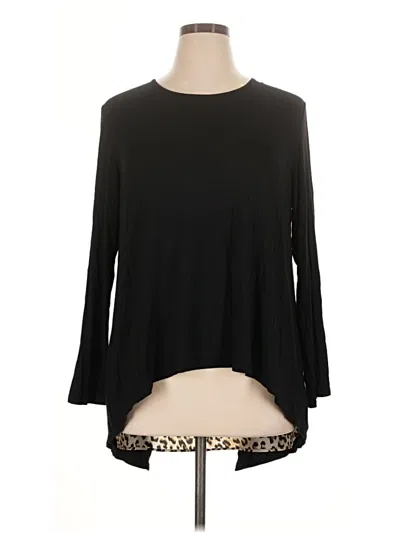 Pre-owned Indigo Soul Long Sleeve Top Black Keyhole Neckline Tops