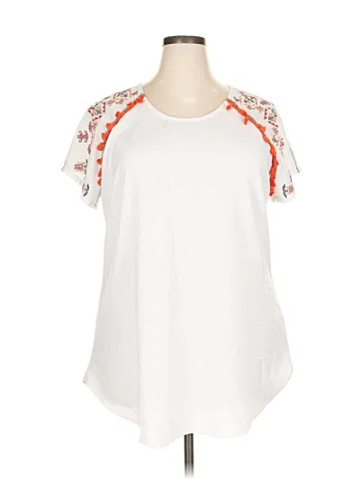 Pre-owned Indigo Soul Short Sleeve Blouse In White