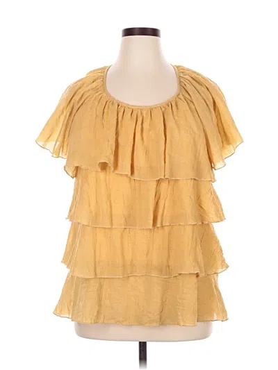 Pre-owned Indigo Soul Short Sleeve Blouse In Yellow