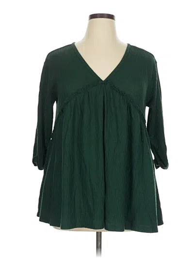 Pre-owned Indigo Thread Co. 3/4 Sleeve Blouse In Green