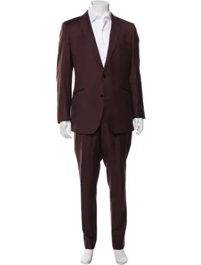 Pre-owned Indigochino Wool Two-piece Suit In Burgundy