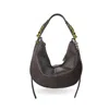 Indigolush Women's Black Hobo Adjustable Hand Shaped Leather Bag Midi Taupé Two Hands