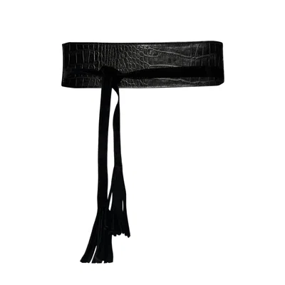 Indigolush Women's Black Wrap Belt Lizard
