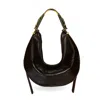 Indigolush Women's Brown Hobo Adjustable Hand Shaped Leather Bag Maxi Ebony Lizard In Brown