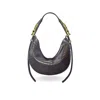 Indigolush Women's Brown Hobo Adjustable Hand Shaped Leather Bag Mini Taupé Two Hands