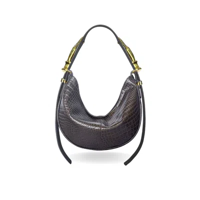 Indigolush Women's Brown Hobo Adjustable Hand Shaped Leather Bag Mini Taupé Two Hands