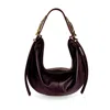 Indigolush Women's Brown / Red Hobo Adjustable Hand Shaped Leather Bag Maxi Black Cherry Smooth In Multi