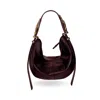 Indigolush Women's Brown / Red Hobo Adjustable Hand Shaped Leather Bag Midi Black Cherry Smooth In Multi