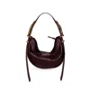 Indigolush Women's Brown / Red Hobo Adjustable Hand Shaped Leather Bag Mini Black Cherry Two Hands Smooth In Multi