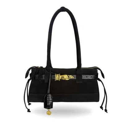 Indigolush Women's East West Gilded Lure Black Suede