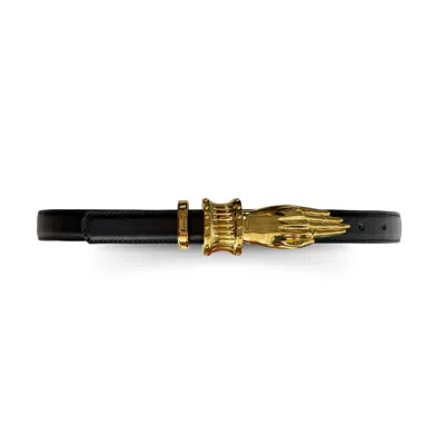 Indigolush Women's Gilded Lure Hand Buckle Belt Black Smooth Gold