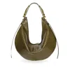 Indigolush Women's Green Hobo Adjustable Hand Shaped Leather Bag Maxi Dark Moss Two Hands