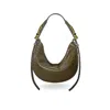 Indigolush Women's Green Hobo Adjustable Hand Shaped Leather Bag Mini Dark Moss Two Hands