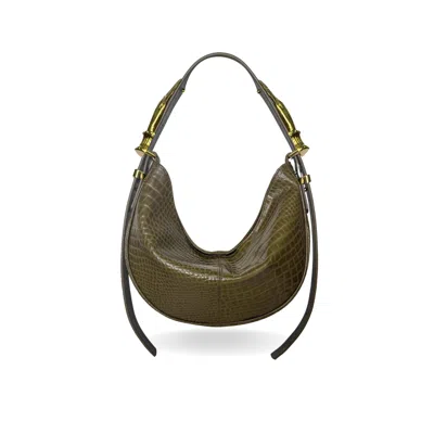 Indigolush Women's Green Hobo Adjustable Hand Shaped Leather Bag Mini Dark Moss Two Hands