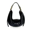 Indigolush Women's Hobo Adjustable Hand Shaped Leather Bag Maxi Black Smooth Two Hands