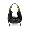 Indigolush Women's Hobo Adjustable Hand Shaped Leather Bag Midi Black