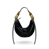 Indigolush Women's Hobo Adjustable Hand Shaped Leather Bag Mini Black Lizard Two Hands