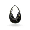 Indigolush Women's Hobo Adjustable Hand Shaped Leather Bag Mini Studded Black In Black