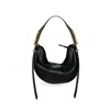 Indigolush Women's Hobo Adjustable Hand Shaped Smooth Leather Bag Mini Black Two Hands