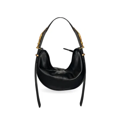 Indigolush Women's Hobo Adjustable Hand Shaped Smooth Leather Bag Mini Black Two Hands