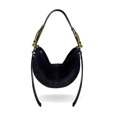 Indigolush Women's Hobo Adjustable Hand Shaped Suede Bag Mini Black