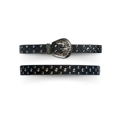 Indigolush Women's Mini Western Studded Belt Black Silver
