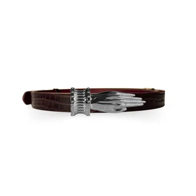 Indigolush Women's Red Gilded Lure Hand Buckle Belt Black Cherry Silver
