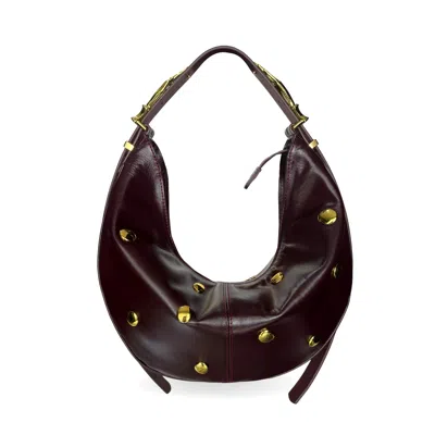 Indigolush Women's Red Hobo Adjustable Hand Shaped Leather Bag Maxi Black Cherry