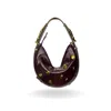 Indigolush Women's Red Hobo Adjustable Hand Shaped Leather Bag Mini Studded Black Cherry Two Hands Smooth In Red