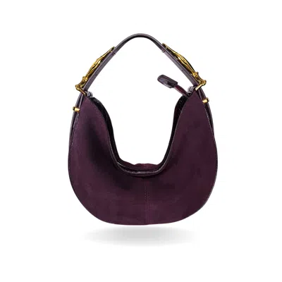 Indigolush Women's Red Hobo Adjustable Hand Shaped Suede Bag Midi Black Cherry