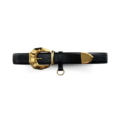 Indigolush Women's Victorian Belt Black Gold Lizard
