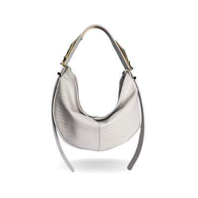 Indigolush Women's White Hobo Adjustable Hand Shaped Leather Bag Midi Ivory