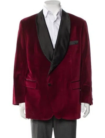 Pre-owned Indochino Colorblock Pattern Blazer In Burgundy