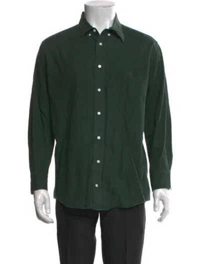 Pre-owned Indochino Long Sleeve Dress Shirt In Green
