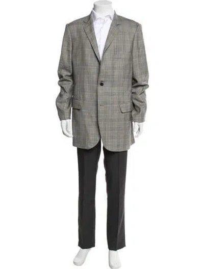 Pre-owned Indochino Plaid Print Blazer In Gray