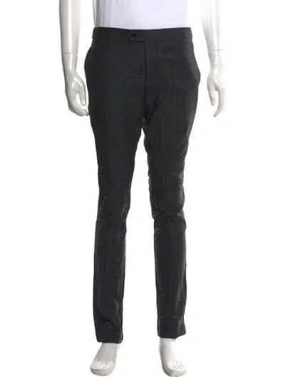 Pre-owned Indochino Plaid Print Dress Pants In Black