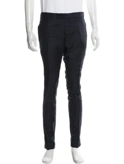 Pre-owned Indochino Plaid Print Dress Pants In Blue