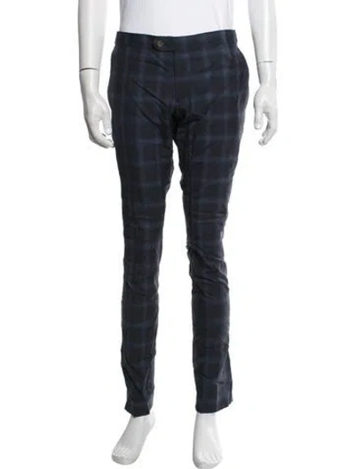 Pre-owned Indochino Plaid Print Dress Pants In Blue