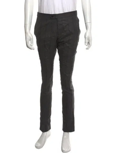 Pre-owned Indochino Plaid Print Dress Pants In Grey