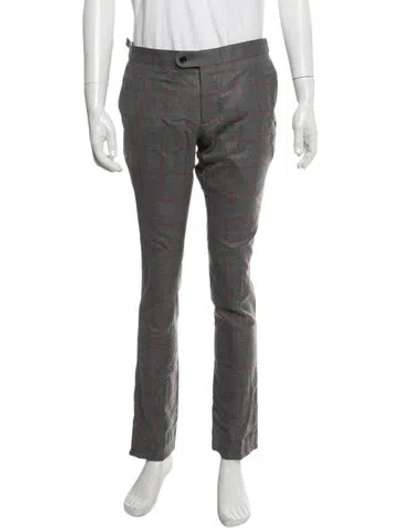 Pre-owned Indochino Plaid Print Dress Pants In Grey