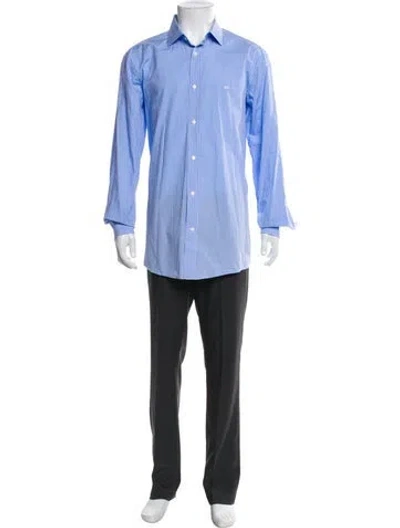 Pre-owned Indochino Plaid Print Long Sleeve Dress Shirt In Blue