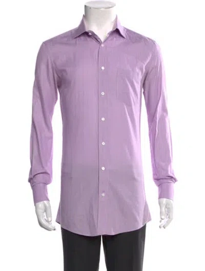 Pre-owned Indochino Plaid Print Long Sleeve Dress Shirt In Purple