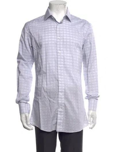 Pre-owned Indochino Plaid Print Long Sleeve Dress Shirt In White