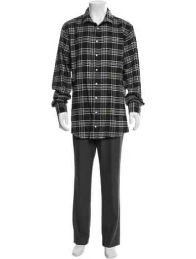 Pre-owned Indochino Plaid Print Long Sleeve Shirt In Black