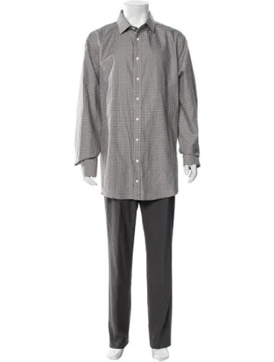 Pre-owned Indochino Plaid Print Long Sleeve Shirt In Gray