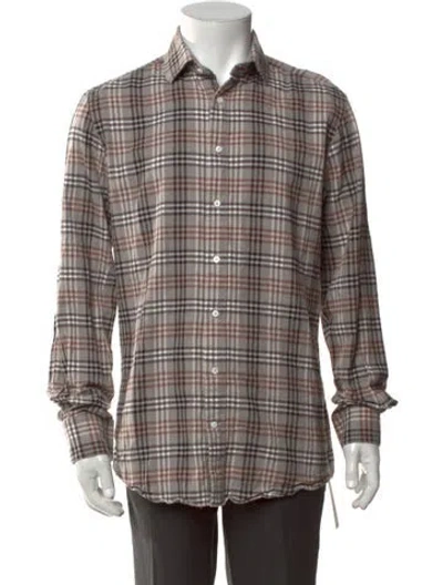 Pre-owned Indochino Plaid Print Long Sleeve Shirt In Multicolor