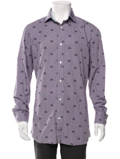 Pre-owned Indochino Plaid Print Long Sleeve Shirt In Purple